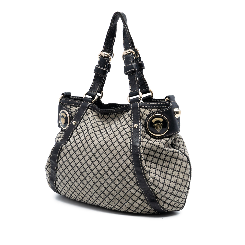 Pre-Loved Gucci Diamante Canvas Crest Satchel - Picture 2 of 7